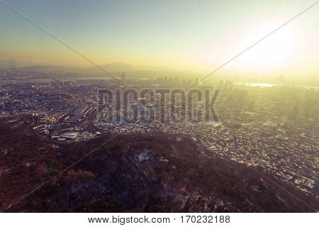 Seoul, South Korea Cityscape View In Winter