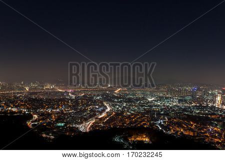 Seoul, South Korea Cityscape View In Winter