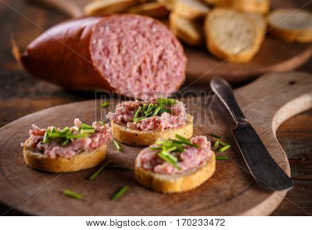 Bruschetta Topped With Teewurst