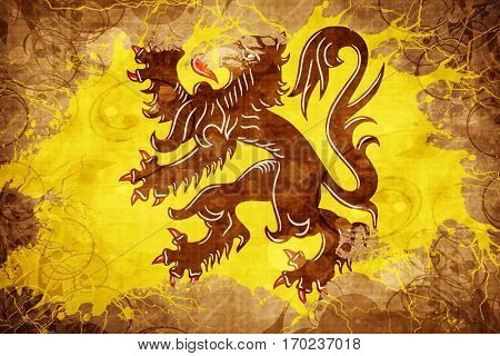 Vintage flanders, vlaanderen flag with grunge effect