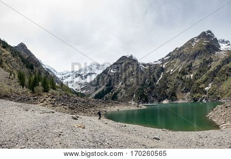 Mountain lake Le Lauvitel in National park Ecrins France