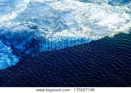 Drifting Ice Floes On A River Dnieper