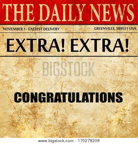 congratulations, newspaper article text