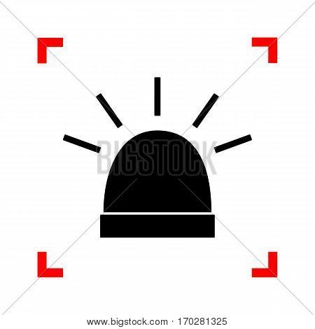 Police single sign. Black icon in focus corners on white background. Isolated.