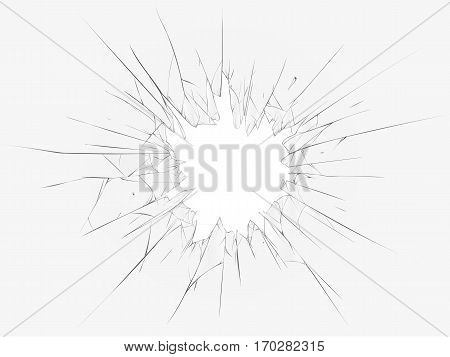 Broken glass, white background. Vector art illustration