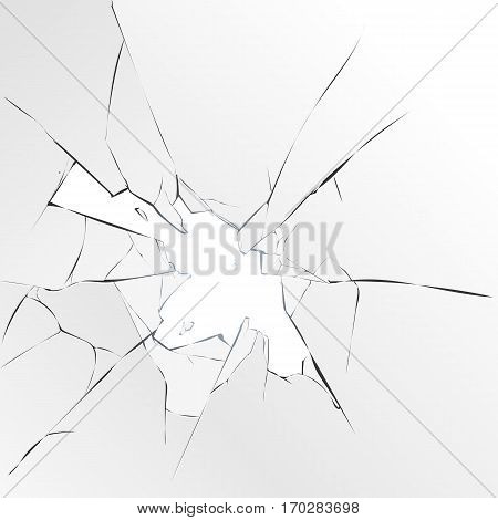 Broken glass on a white background, vector illustration. cartoon style.