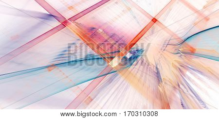 Abstract background element. Three-dimensional composition of curves and grids. Information technology concept. Wide format.