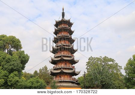 Historical Longhua Temple pagoda in Shanghai China