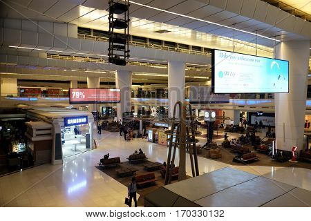 DELHI, INDIA - FEBRUARY 07: Indira Gandhi international airport duty free. Delhi airport is one of the most visited airports in India on February 07, 2016.