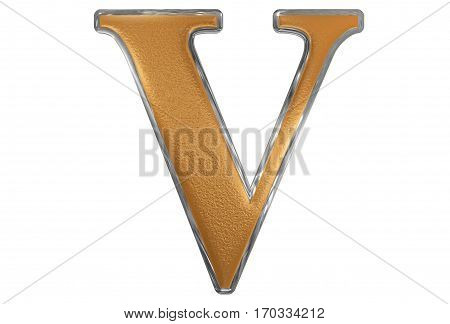 Roman Numeral V, Quinque, 5, Five, Isolated On White Background, 3D Render