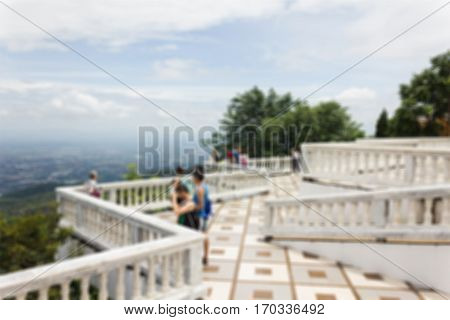 Blurred Background People Group At View Point With Sky Background