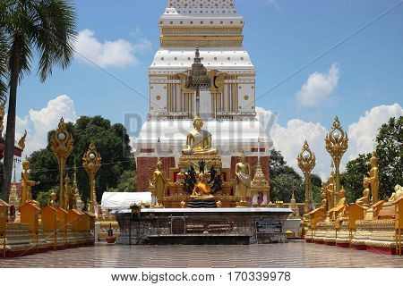 Buddha statue agent prophet at temple in Thailan