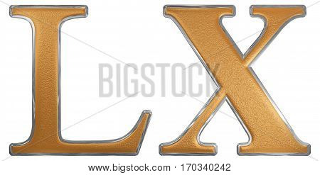Roman Numeral Lx, Sexaginta, 60, Sixty, Isolated On White Background, 3D Render