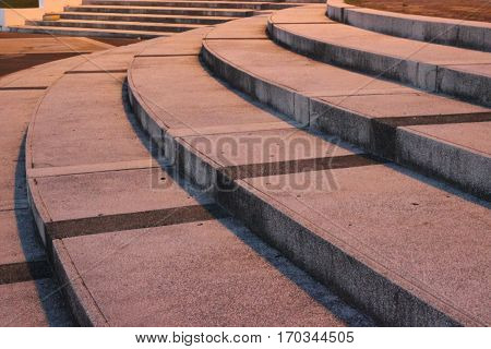Curved staircase in the public park .