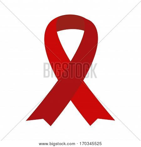 Red aids ribbon isolated on white vector. Awareness ribbon aids hiv symbol. Charity illness health medicine protection element. Campaign life sickness cancer solidarity day.