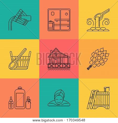 Set of Editable Stroke Vector Sauna Icons made in Modern Line Style. Easy to Use. Perfect for Your Project.