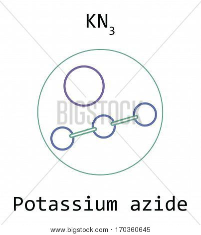 molecule Potassium azide KN3 isolated on white