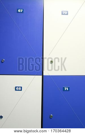 Shelfs in locker room in fitness club