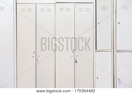 Shelfs in locker room in fitness club