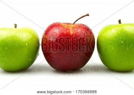 Green apple on white background and isolated