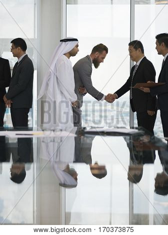 Business Partners Introductionary Handshake Bow