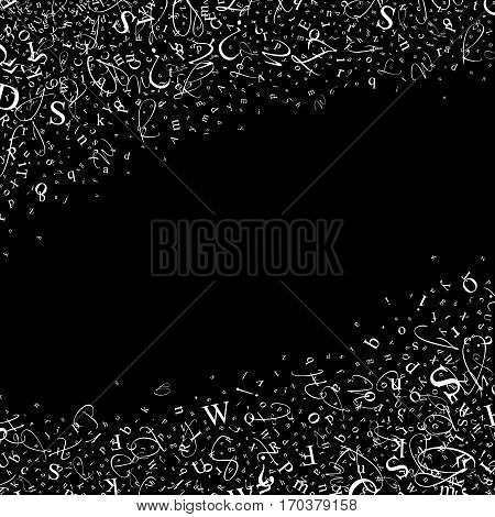 Abstract background of alphabet symbols. World book and copyright day. International Day of writer. International Day of the Book. World Book Day. Studying and learning concept. Illustration.