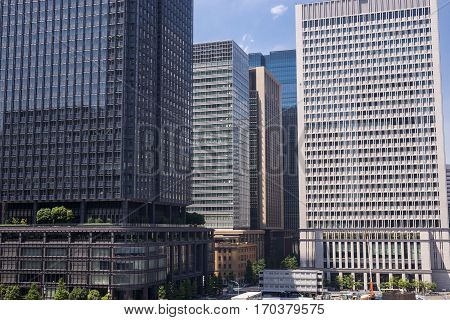 Dense of high rise buildings in Marunouchi, Tokyo