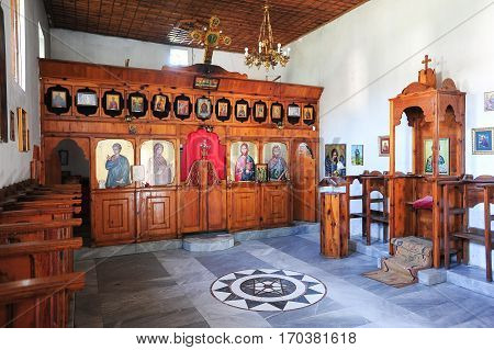 Berat, Albania - 28 June 2013: The indoor of St. Tommaso church at Berat on Albania