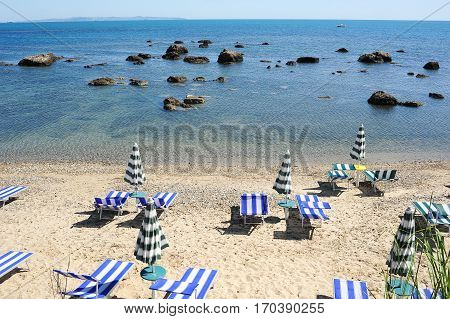 Chairs At The Beach Of Durres