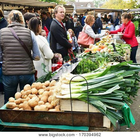 Verneuil sur Seine; France - october 16 2016 : fruit and vegetable at the market in automn