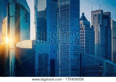 landmarks of Shanghaigroup of modern business buildings.
