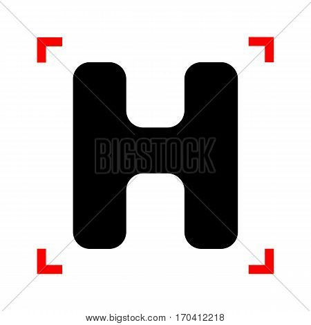 Letter H sign design template element. Black icon in focus corners on white background. Isolated.