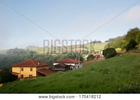 Little european village somewhere on Camino De Santiago hiking path - one of the most famous christianity piligrimages