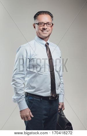 Attractive business man portrait in white shirt
