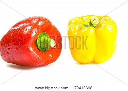 Sweet pepper red and yellow isolated on white background