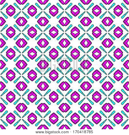Pink-blue-white abstract background with crosses and heart-shaped lips