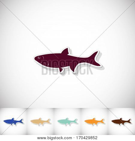 Fish dace. Flat sticker with shadow on white background. Vector illustration