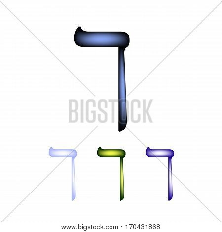 Hebrew font. The Hebrew language. Letter chaf sofit. Vector illustration on isolated background.