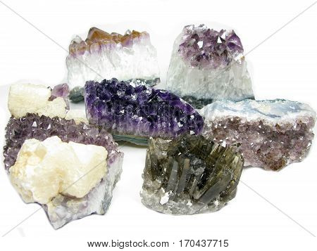 amethyst semigem geode crystals geological mineral isolated