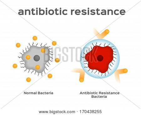antibiotic resistance bacteria and virus vector on white background
