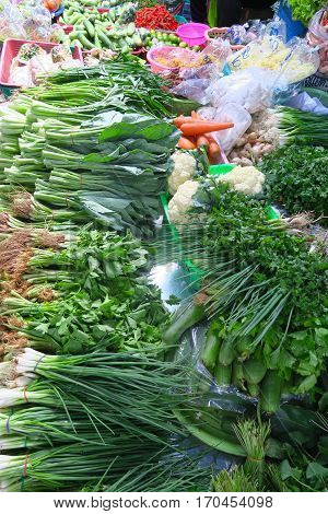 healthy vegetables at a local market Thailand
