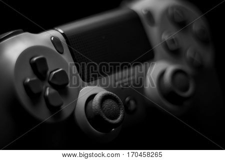 VALENCIA, SPAIN - FEBRUARY 3: Close up macro view from Dualshock 4 wireless controller for playstation 4 magma red on February 3, 2017 in Valencia, Spain