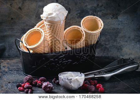 Ice Cream In Wafer Cones