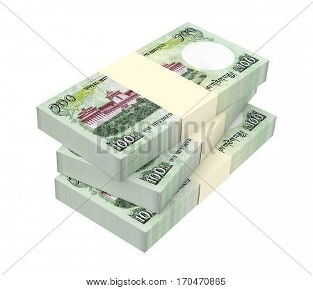 Bhutanese money isolated on white background. 3D illustration.