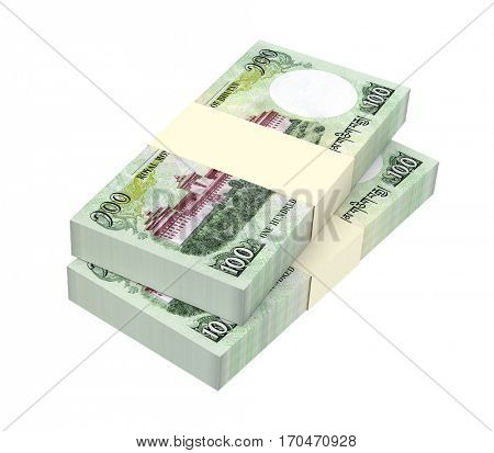 Bhutanese money isolated on white background. 3D illustration.