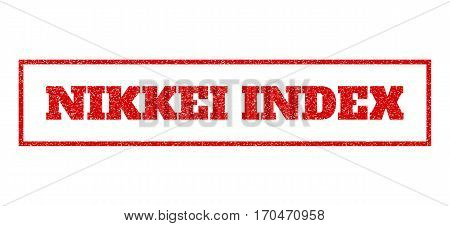 Red Rubber Seal Stamp With Nikkei Index Text. Vector Message Inside Rectangular Frame. Grunge Design