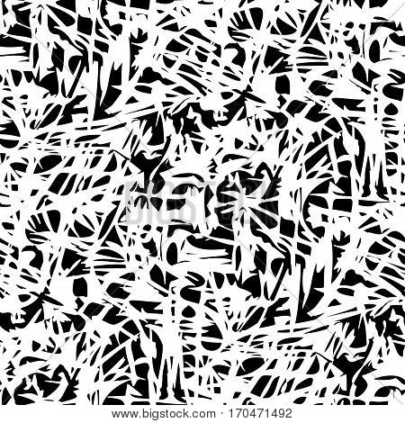 Vector seamless grunge pattern. Abstract background with chaotic brush strokes. Monochrome hand drawn texture