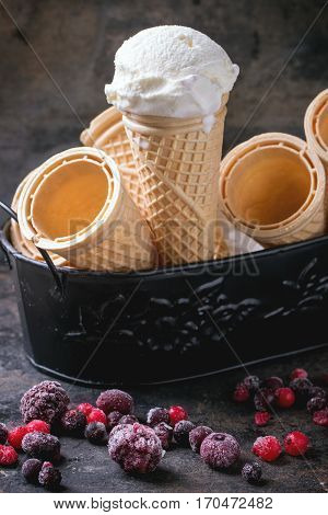 Ice Cream In Wafer Cones