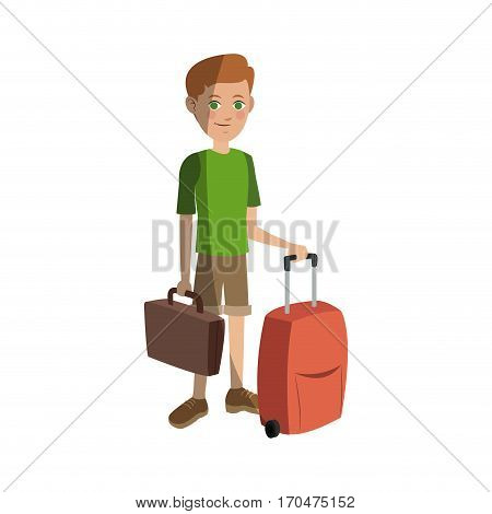 man with suitcases over white background. colorful design. people traveling concept. vector illustration