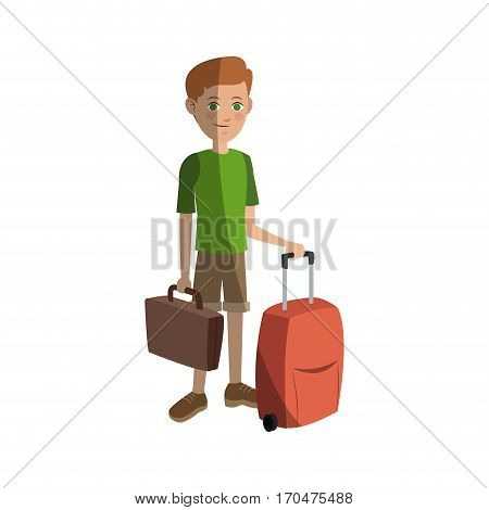 man with suitcases over white background. colorful design. people traveling concept. vector illustration
